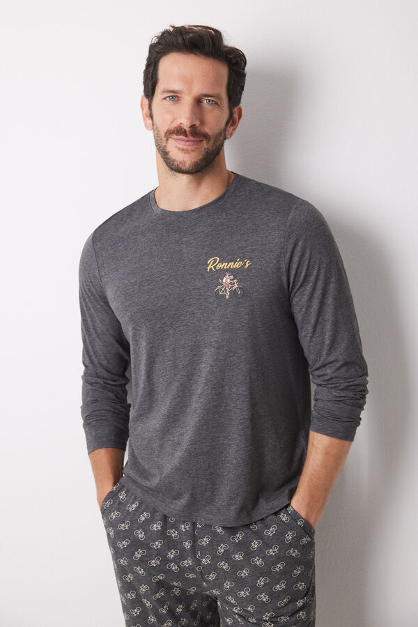 Womensecret Pijama larga hombre algodón Ronnie's gris