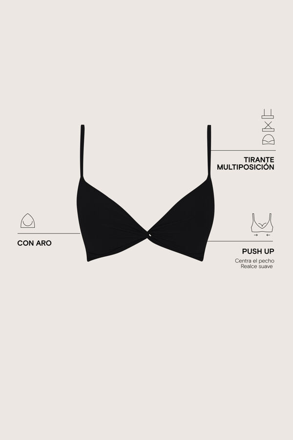 Womensecret Top de bikini triangular push up negro negro