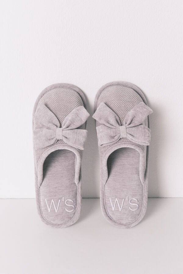 Women'secret Pantuflas para casa cerradas de chenilla gris gris
