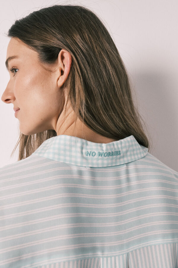 Women'secret Playera de dormir de rayas y cuadros Vichy verde verde