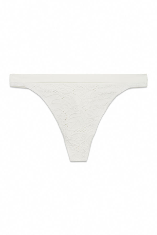 HI&BYE Tanga sin costuras floral blanca marfil