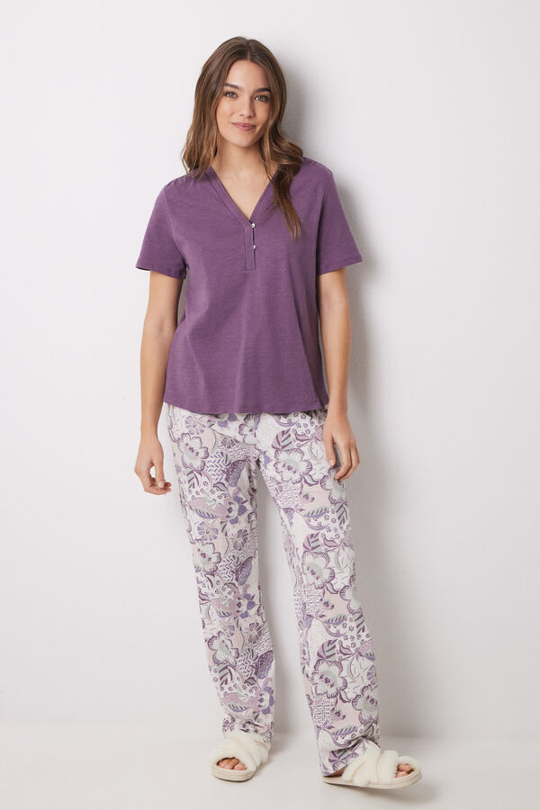 Womensecret Playera de manga corta 100% de algodón morado morado/lila