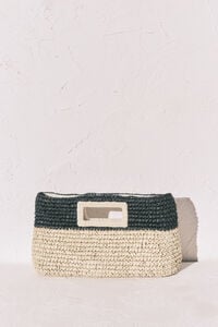 Women'secret Bolsa mediana de rafia natural y negro