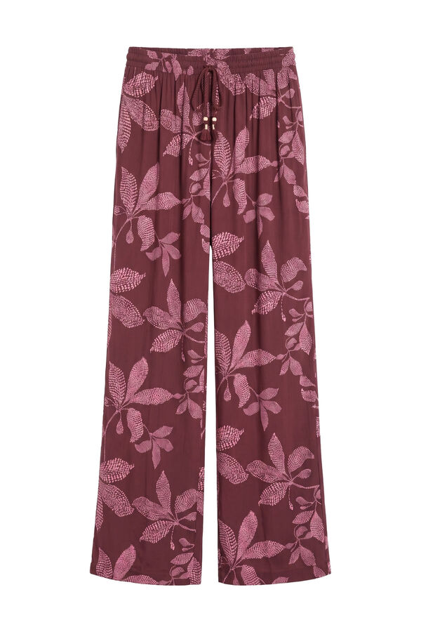 Women'secret Pantal&oacute;n largo estampado floral p&uacute;rpura