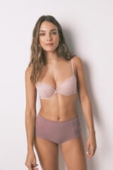 Women'secret Panty alta clásica de microfibra rosa rosa