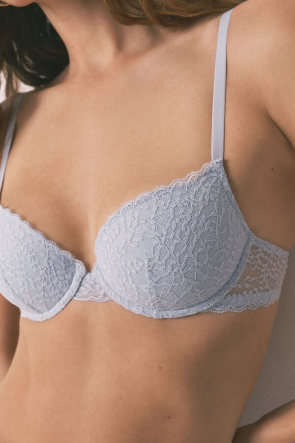 Women'secret BEAUTIFUL brasier relleno con encaje azul azul