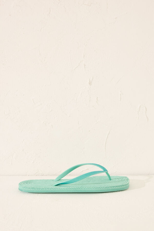 Womensecret Chanclas de esparto con punta cuadrada verde kaki