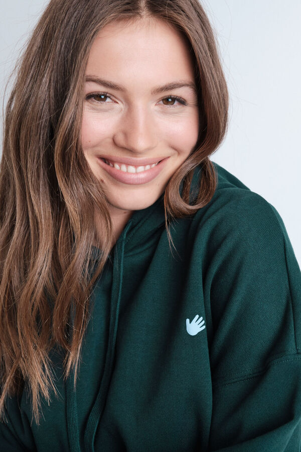 HI&BYE Sudadera con capucha de felpa verde verde