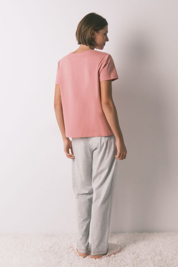 Women'secret Pijama larga 100% algodón rosa Pingu rosa