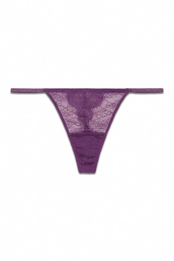 HI&BYE Tanga de encaje floral morado morado/lila