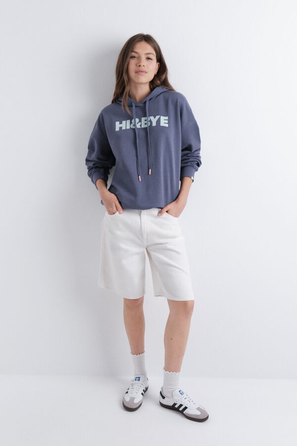 HI&BYE Sudadera con capucha de felpa azul  azul