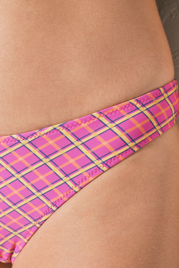 Women'secret Panty de bikini brasile&ntilde;o estampado a cuadros rosa rosa