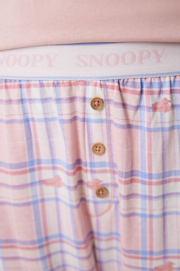 Womensecret Pijama larga 100% algodón rosa Snoopy rosa