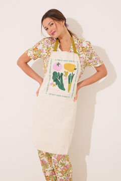 Womensecret Delantal de algodón con estampado "vegetal" marfil