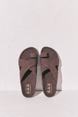 Women'secret Sandalias bio de tiras cruzadas granate p&uacute;rpura