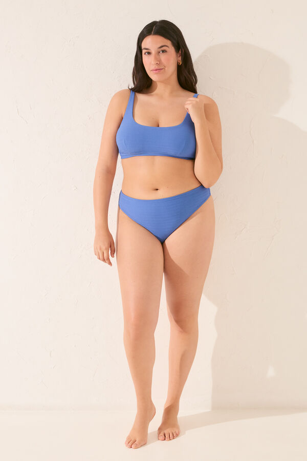 Womensecret Panty de bikini alta con textura azul azul