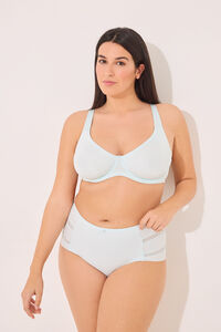Womensecret Panty alta clásica en microfibra y tul azul azul