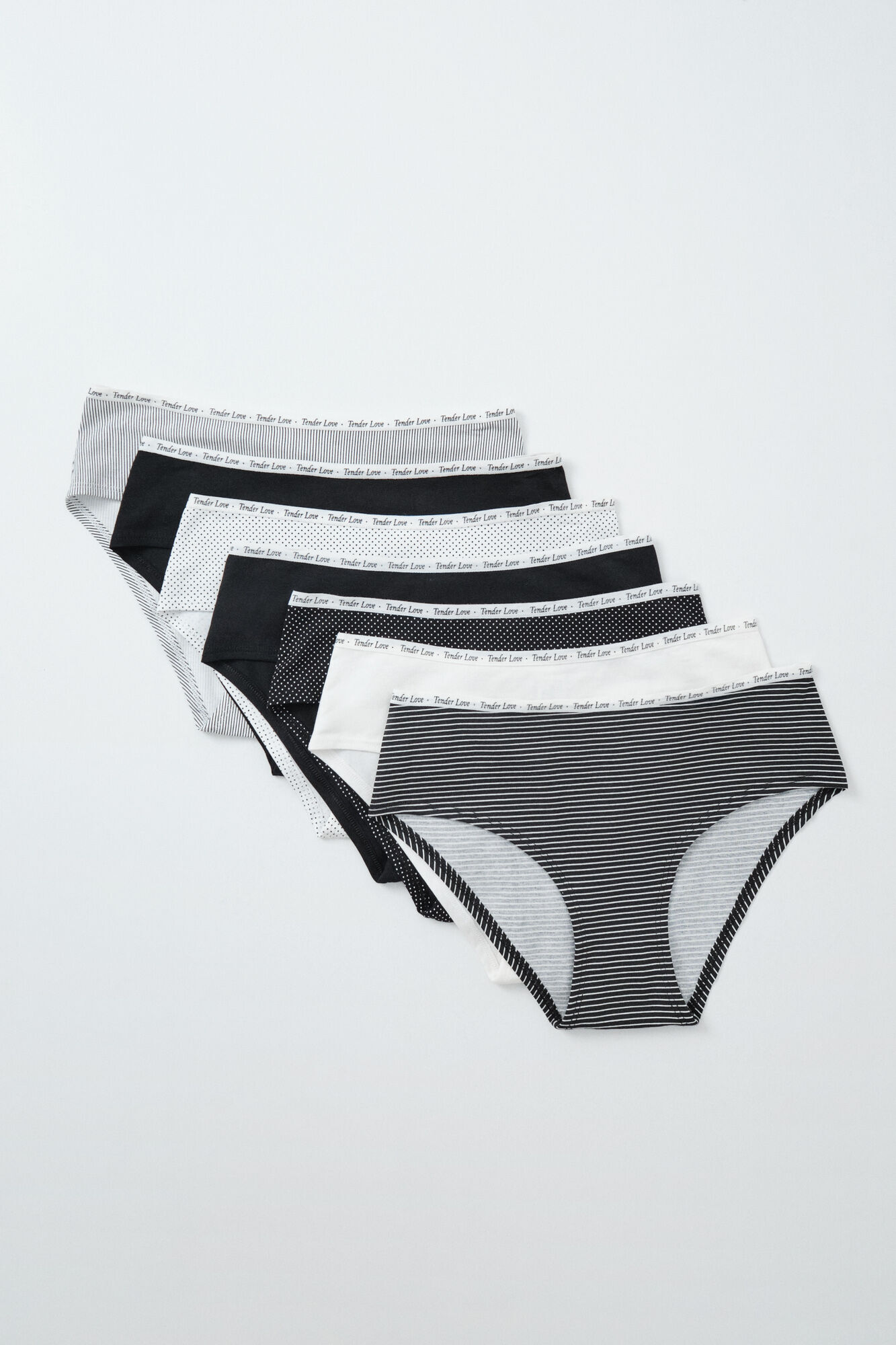 Women'secret Pack 7 bragas anchas algod&oacute;n estampado B&W