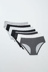 Women'secret Pack 7 bragas anchas algod&oacute;n estampado B&W estampado