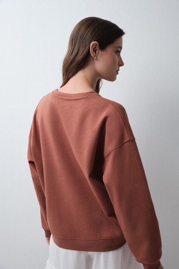 Women'secret Sudadera de algod&oacute;n con caballo marr&oacute;n caf&eacute;
