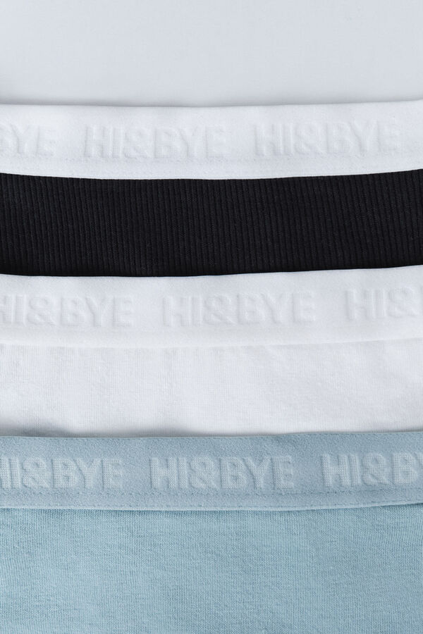 HI&BYE Pack de 3 tangas , negro, blanco y azul blanco