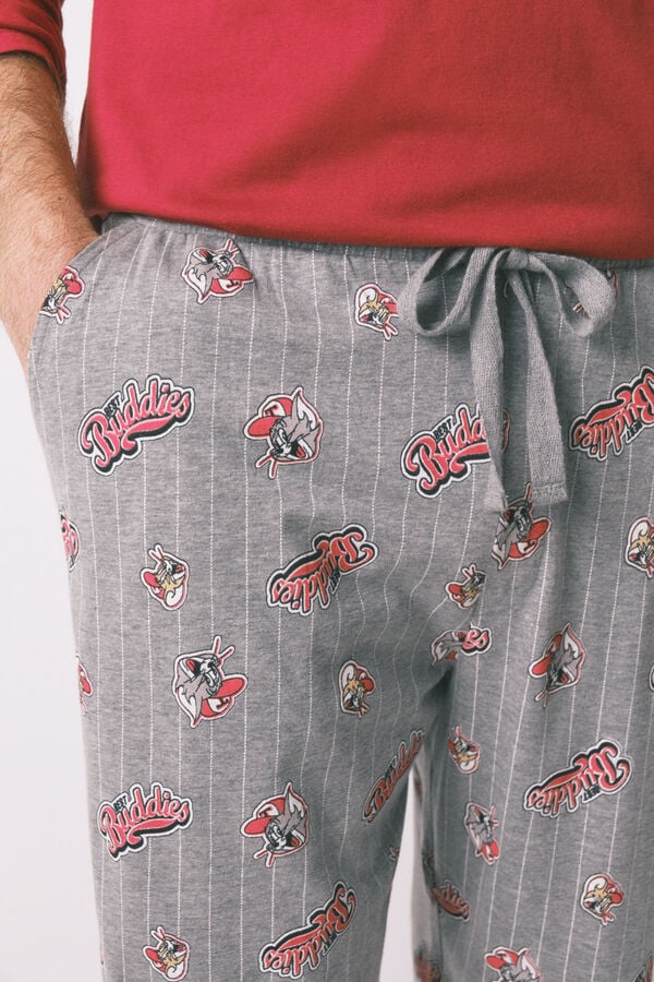 Women'secret Pijama larga rojo Buddies 100% algodón rojo