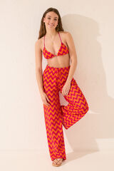Womensecret Pantalón largo de malla con estampado de ondas rosas rosa