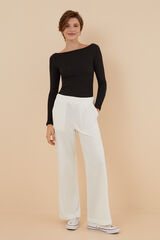 Womensecret Pantalón largo ancho pana marfil marfil