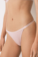 Women'secret Tanga de algodón acanalado rosa rosa