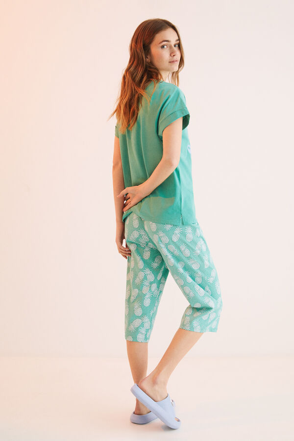 Womensecret Pijama pirata Snoopy 100% algodón piñas verde