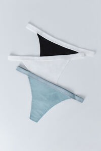HI&BYE Pack de 3 tangas , negro, blanco y azul