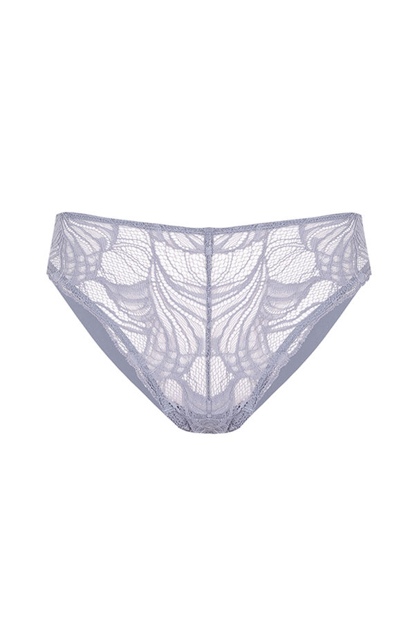 Womensecret Panty clásico microfibra y encaje azul azul