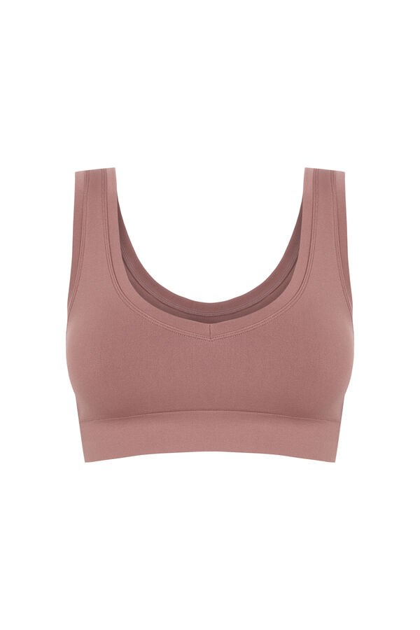 Women'secret LOVELY top reversible sin costuras en color marrón café