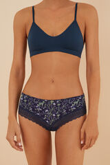 Womensecret Panty brasileño ancho encaje azul estampado