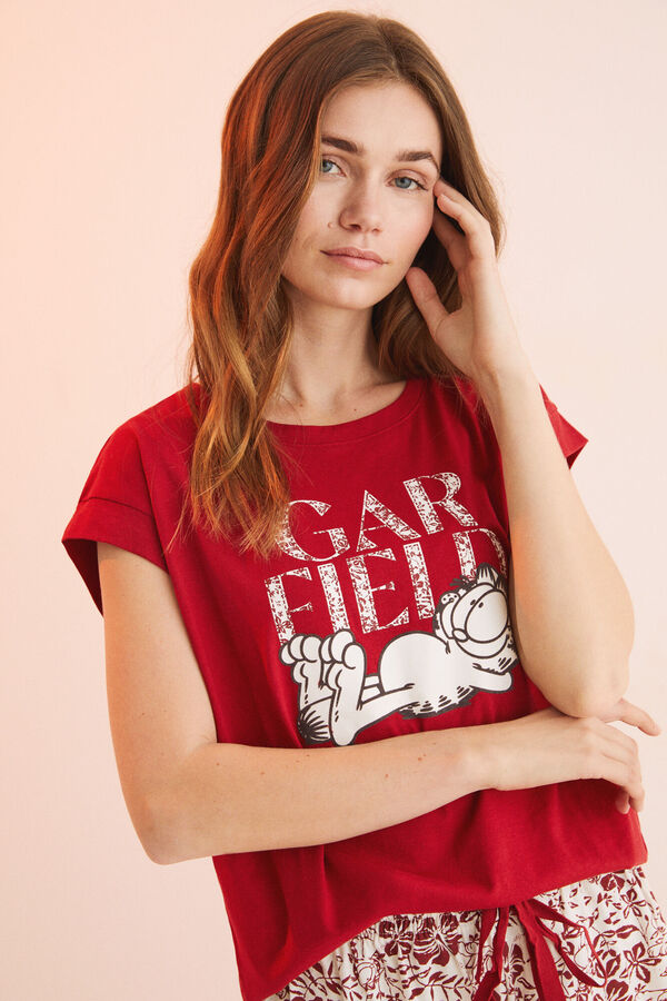Womensecret Pijama corta 100% algodón Garfield rojo rojo