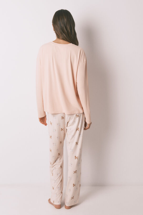 Women'secret Pijama larga de tejido suave estampado de perritos rosa naranja