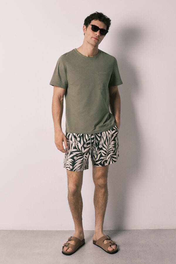 Women'secret Traje de ba&ntilde;o para hombre estampado tropical SmileyWorld&reg; verde