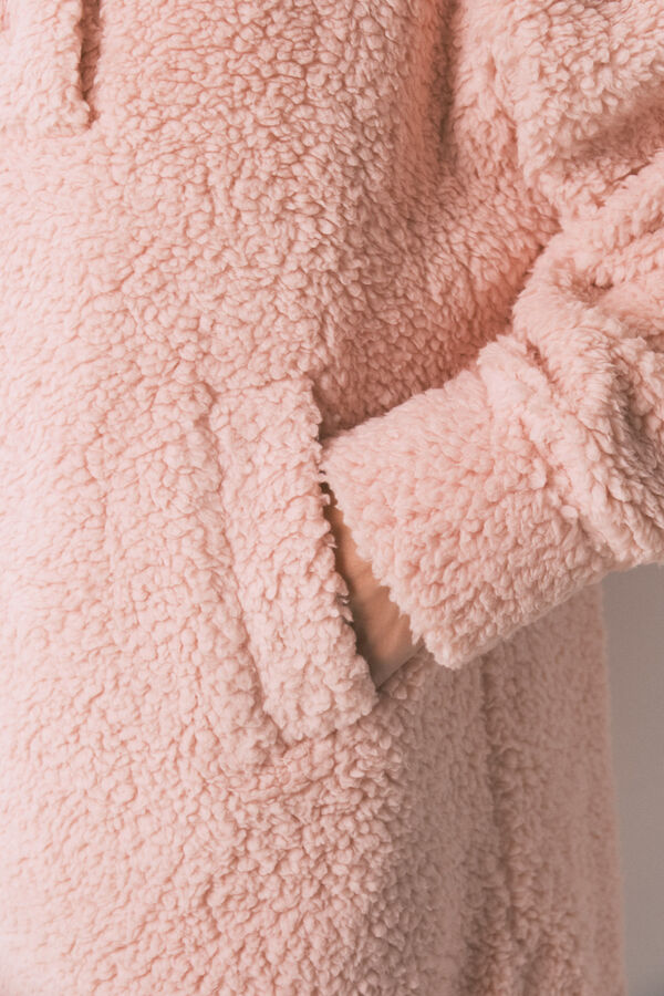 Women'secret Bata midi tejido borreguito rosa rosa