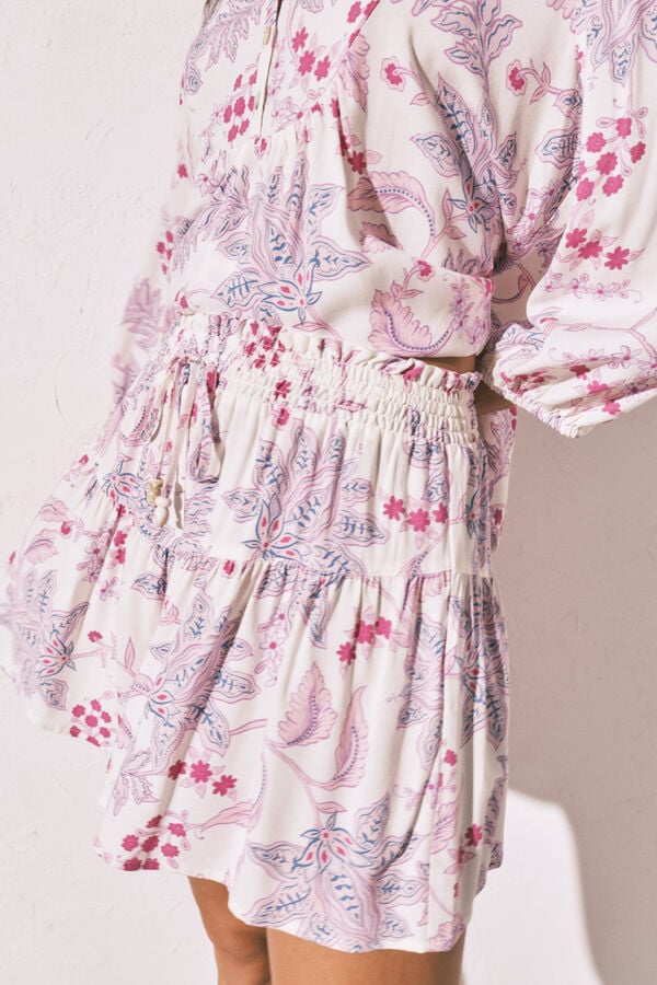 Women'secret Conjunto de falda y playera de dormir estampadas blanco