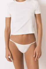 Women'secret Tanga de microfibra de encaje amarillo amarillo