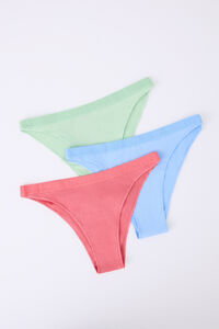 Womensecret Pack 3 bragas brasileñas azul, rosa, verde blanco
