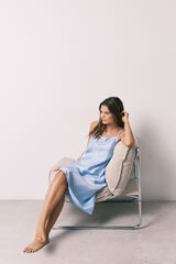 Women'secret Camis&oacute;n midi de tirantes de sat&eacute;n azul azul