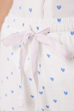 Womensecret Pijama camisera 100% algodón corazones azules blanco
