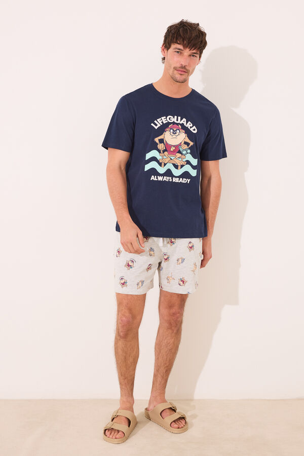 Womensecret Pijama short de algodón azul Taz azul