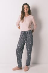 Women'secret Pantalón largo y tejido con estrellas grises suaves gris