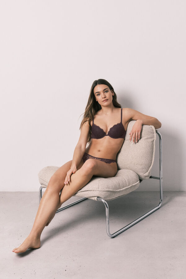 Women'secret Brasier cl&aacute;sico relleno de encaje morado BEAUTIFUL morado/lila