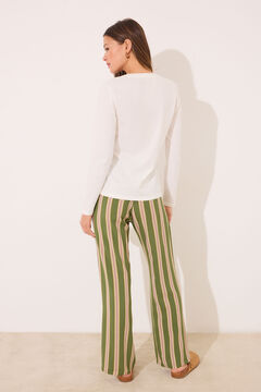 Womensecret Pantalón largo de salón de viscosa a rayas estampado