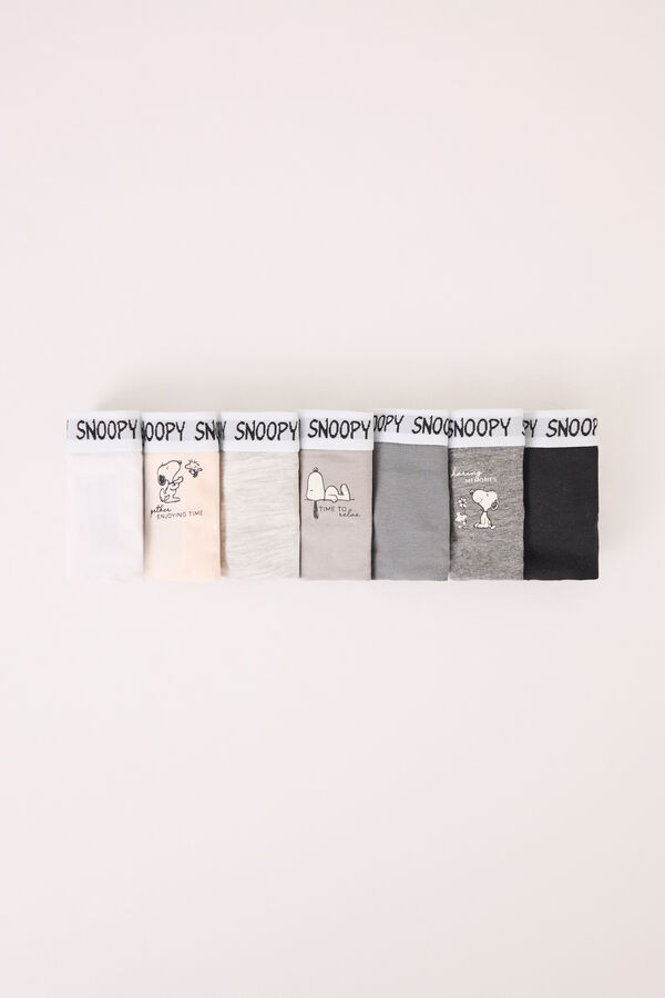 Womensecret Pack de 7 panties anchas de algodón multicolor de Snoopy estampado