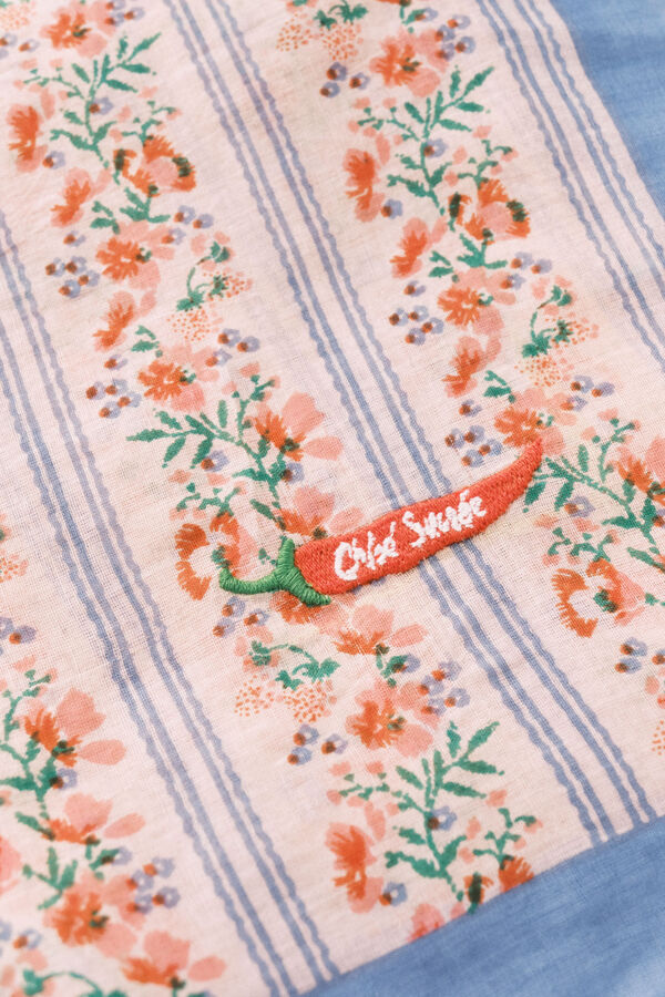 Women'secret Pa&ntilde;uelo estampado de rayas multicolor marfil
