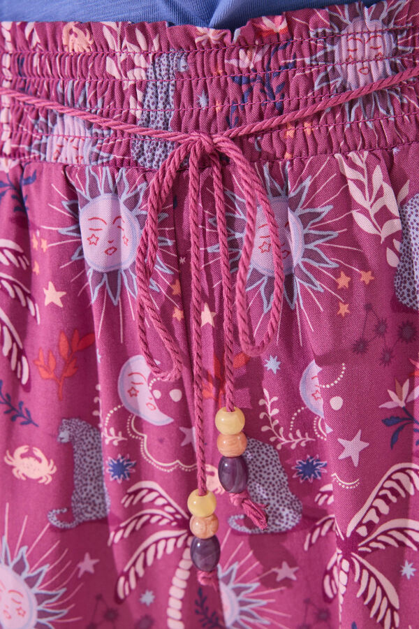 Womensecret Pantalón de viscosa con estampado morado/lila estampado